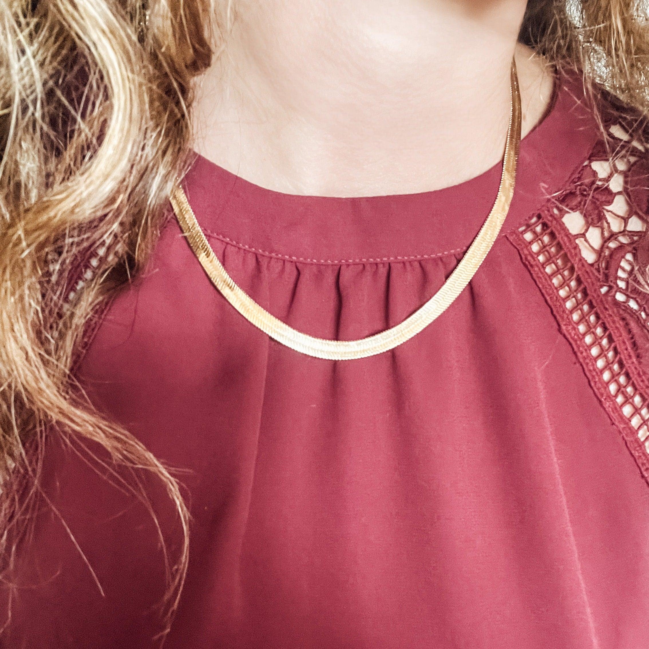 Luna Gold Filled Herringbone Necklace - Nanda Jewelry