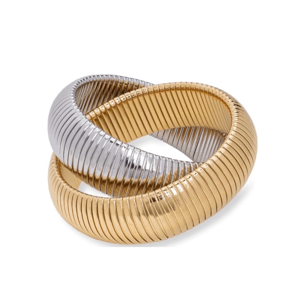 Stephanie Two-Tone Coil Bangle - Nanda Jewelry