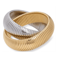 Jasmine Two-Tone Coil Bangle - Nanda Jewelry