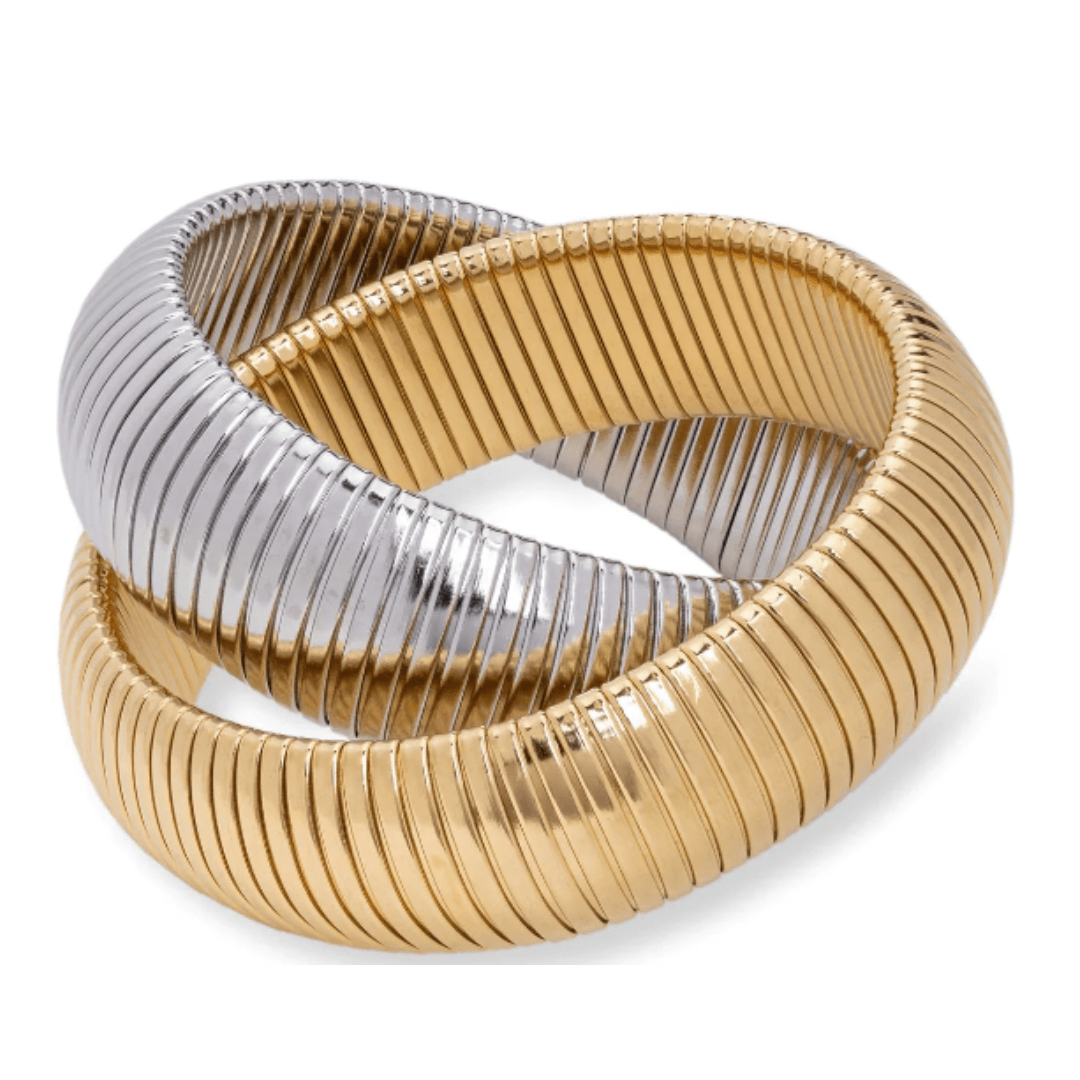 Jasmine Two-Tone Coil Bangle - Nanda Jewelry