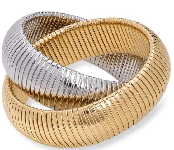 Jasmine Two-Tone Coil Bangle - Nanda Jewelry