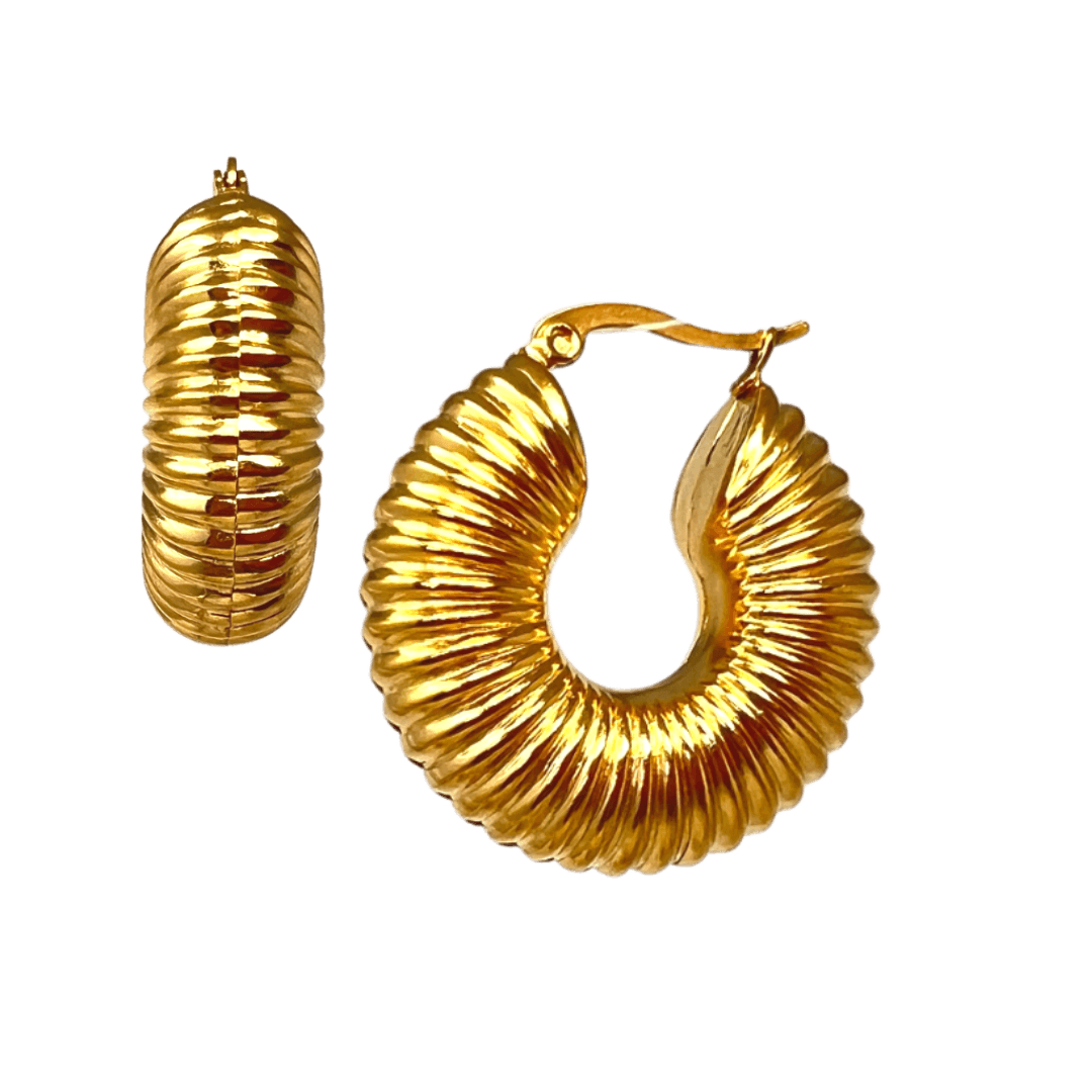 Abigail Textured Hoops - Nanda Jewelry