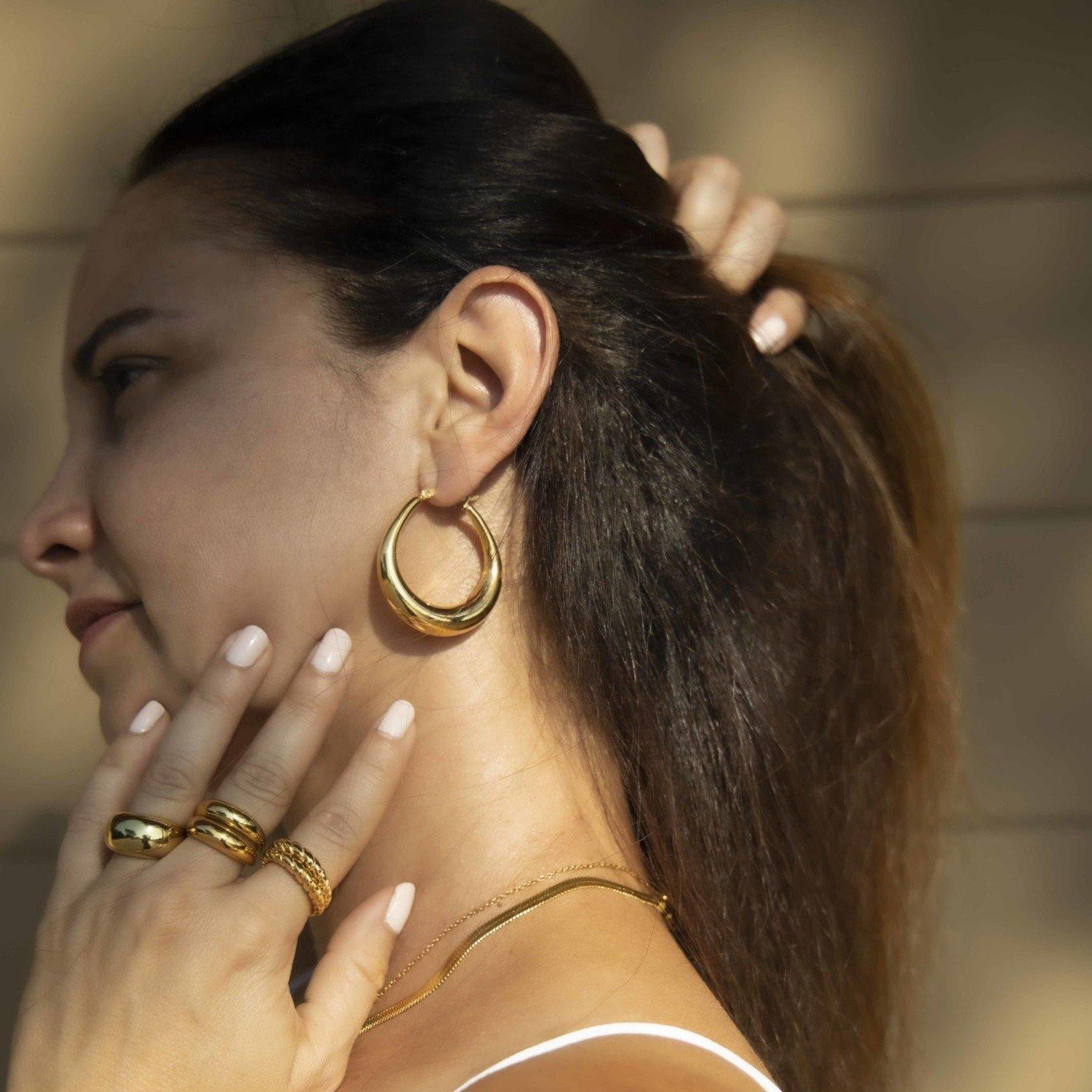 Gold Bubble Hoops | Demi Fine Gold Jewelry | Nanda Jewelry | Bracelets, Rings, Necklaces and Earrings | Water Resistant Jewelry