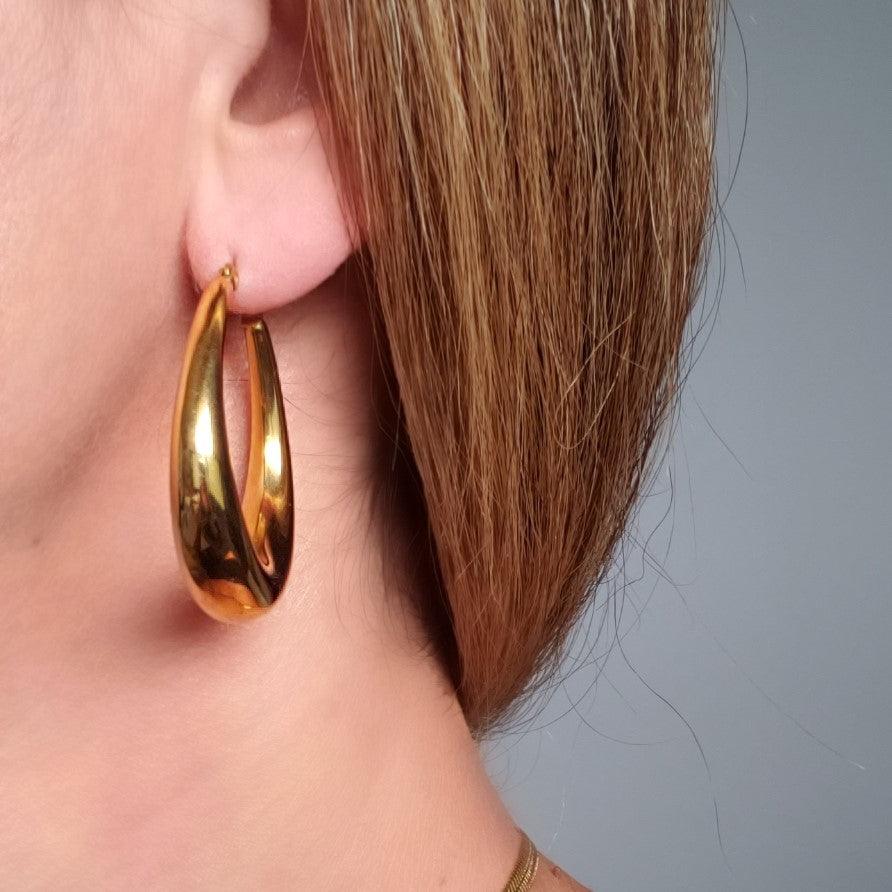 Gold Bubble Hoops | Demi Fine Gold Jewelry | Nanda Jewelry | Bracelets, Rings, Necklaces and Earrings | Water Resistant Jewelry
