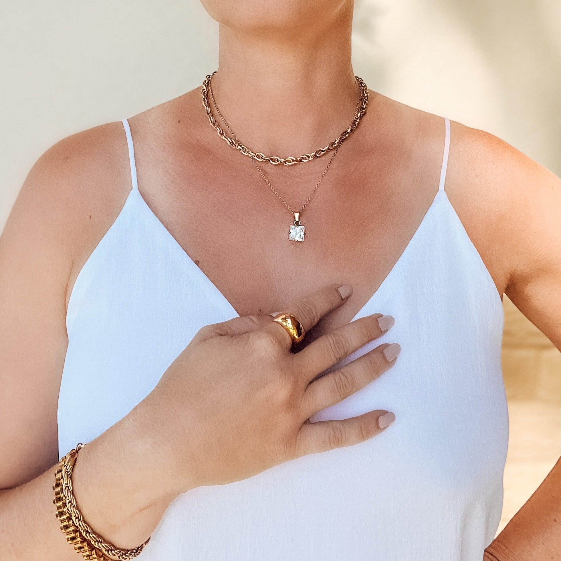 Erin Crystal Charm Necklace - Nanda Jewelry