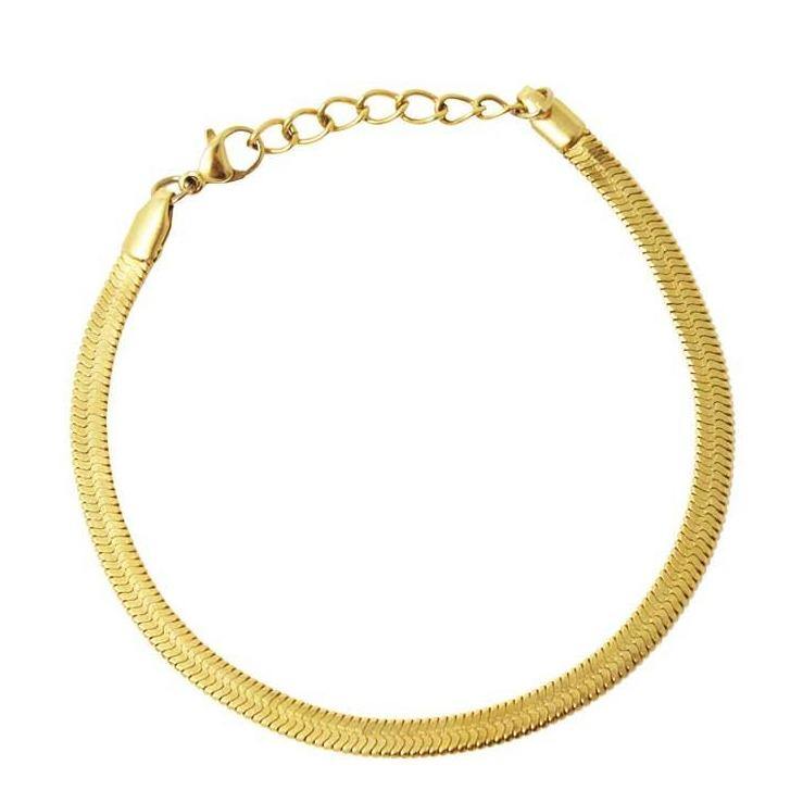stainless steel 18K gold plated herringbone chain bracelet