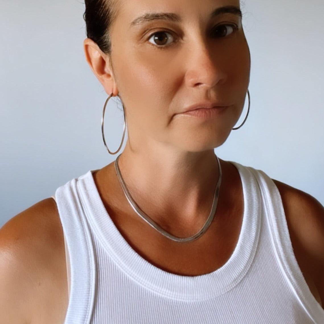 Evelyn Silver Herringbone Necklace - Nanda Jewelry