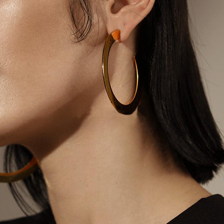 Gabby Large Thin Hoops - Nanda Jewelry