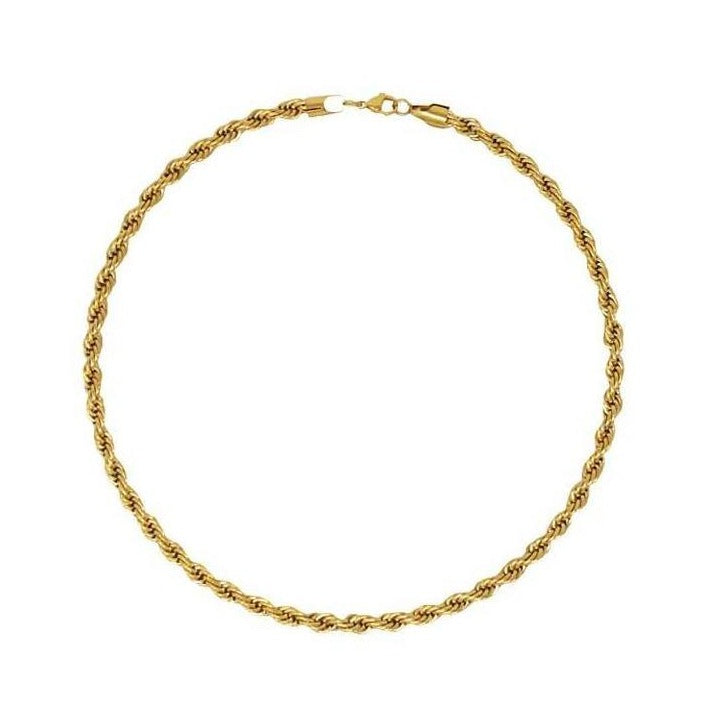 stainless steel 18K gold plated twisted rope chain necklace