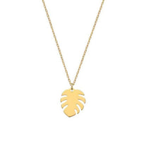 stainless steel 18K gold plated palm frond necklace