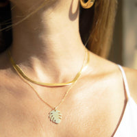 Shop Our Stunning 18K Gold Monstera Leaf Charm Necklace Today