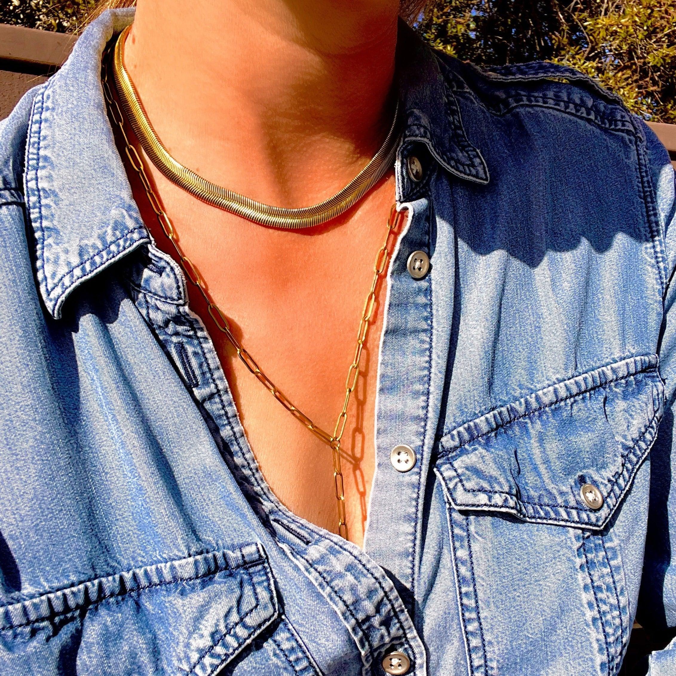 Norah Paperclip Chain Lariat Necklace - Nanda Jewelry