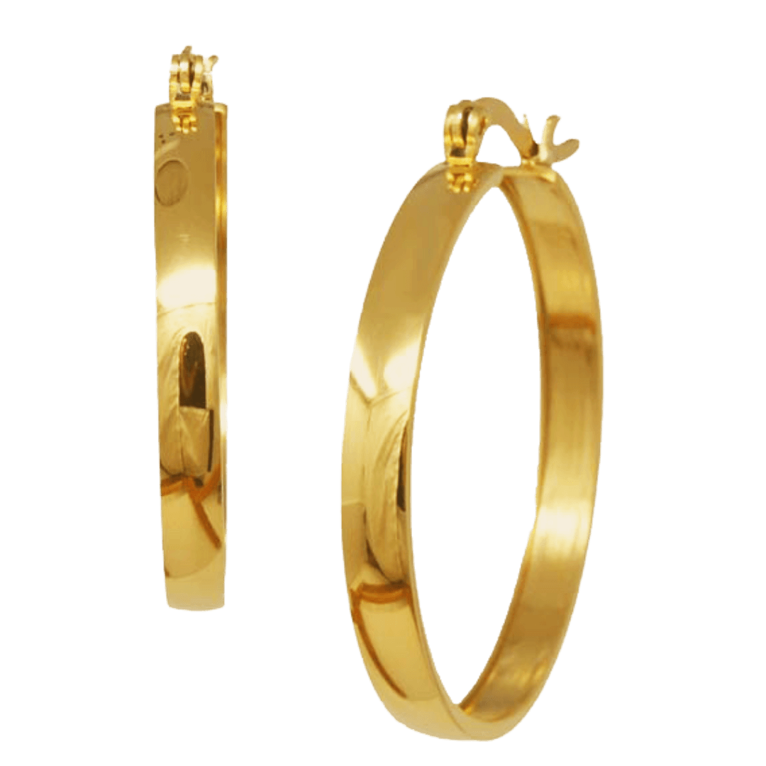 Sophia Flat Wide Hoops - Nanda Jewelry
