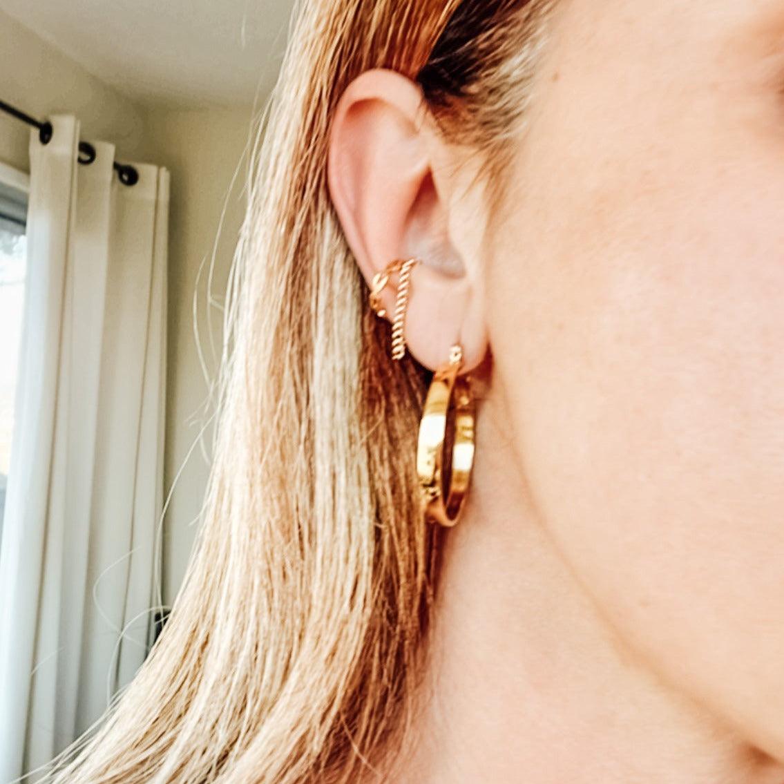 Sophia Flat Wide Hoops - Nanda Jewelry