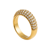 Gold ring with diamond accents on a white background