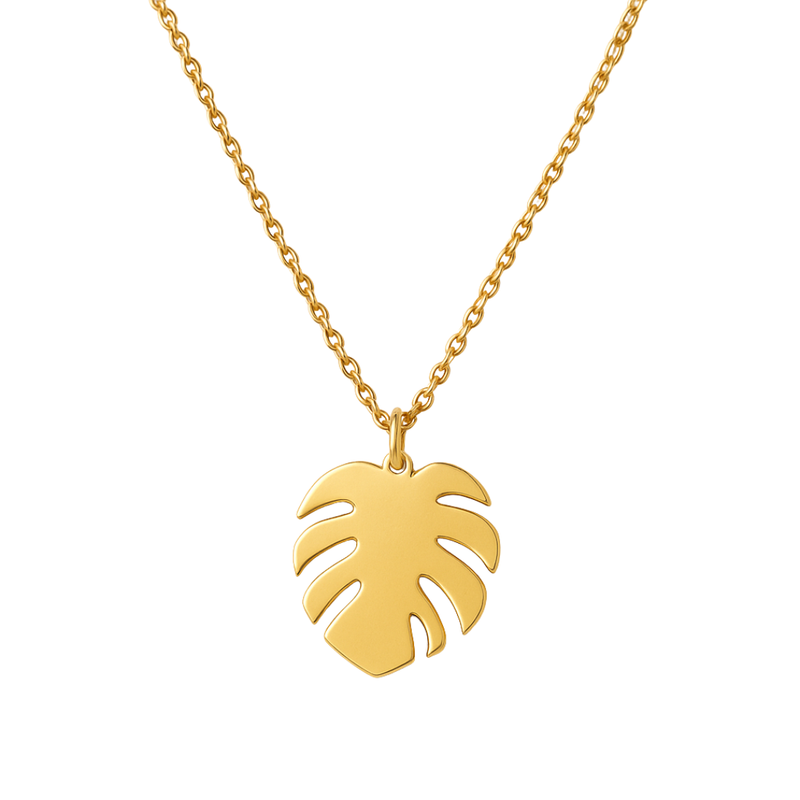 monstera jewelry 18K Gold Monstera Leaf Charm Necklace | Nanda Jewelry