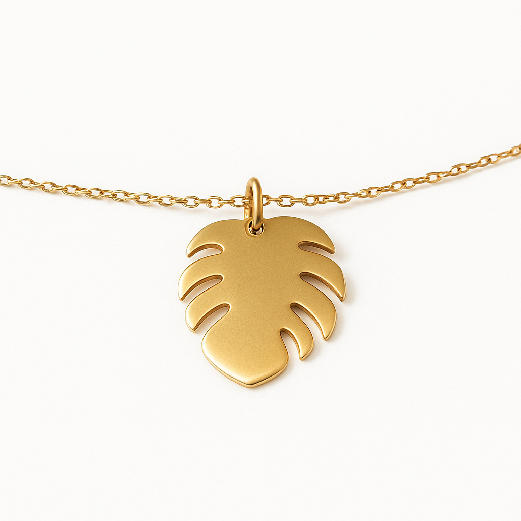 Nanda Monstera Charm Necklace