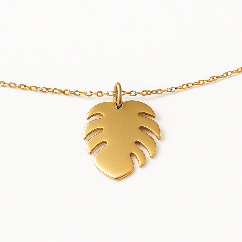 Nanda Monstera Charm Necklace