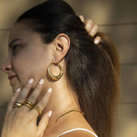 Gold Bubble Hoops | Demi Fine Gold Jewelry | Nanda Jewelry | Bracelets, Rings, Necklaces and Earrings | Water Resistant Jewelry