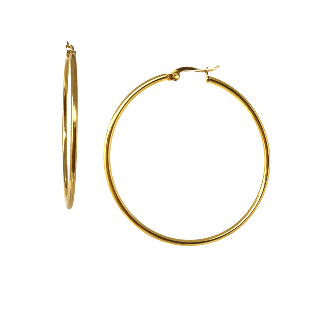 Cypress Large Round Gold Hoops - Nanda Jewelry