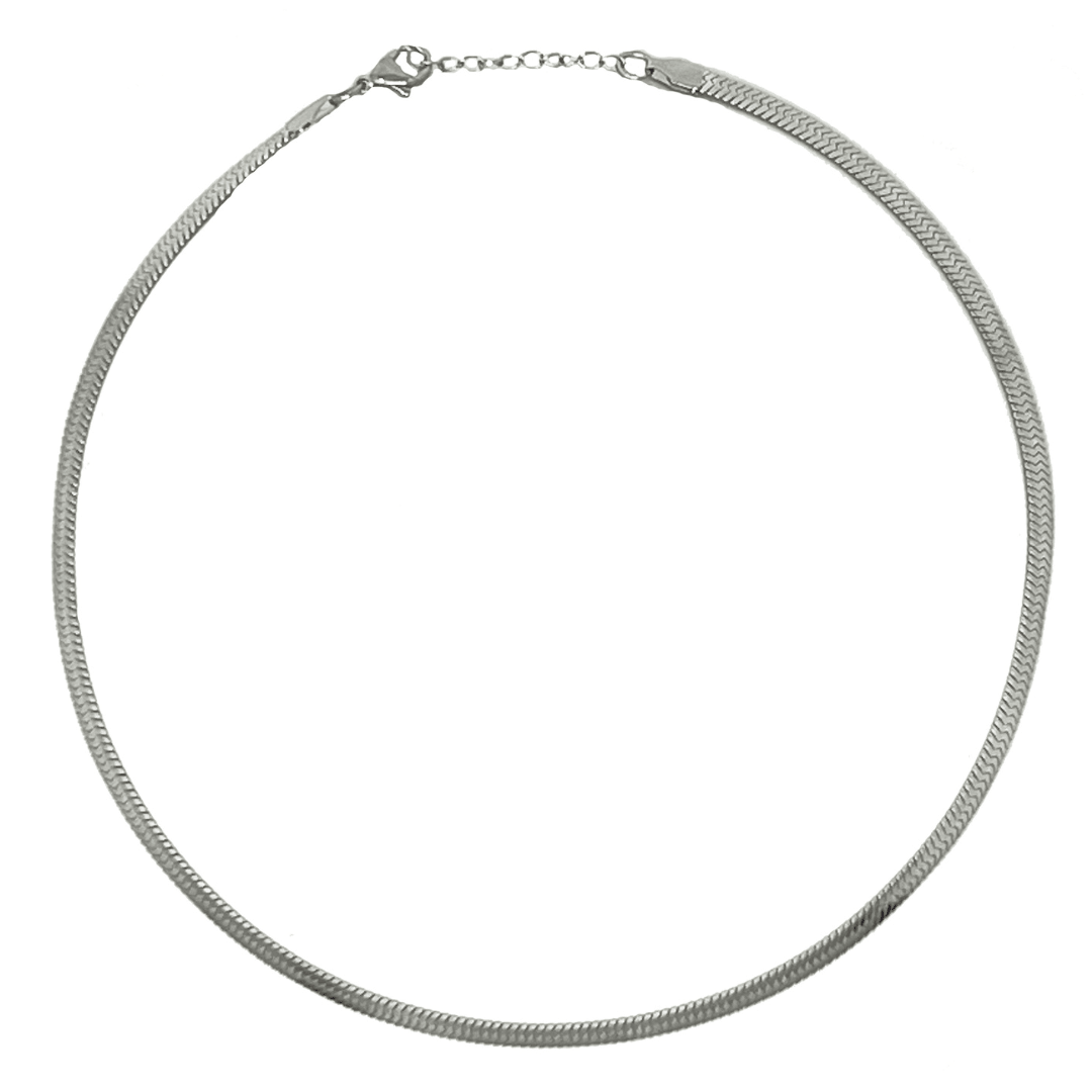 Evelyn Silver Herringbone Necklace - Nanda Jewelry