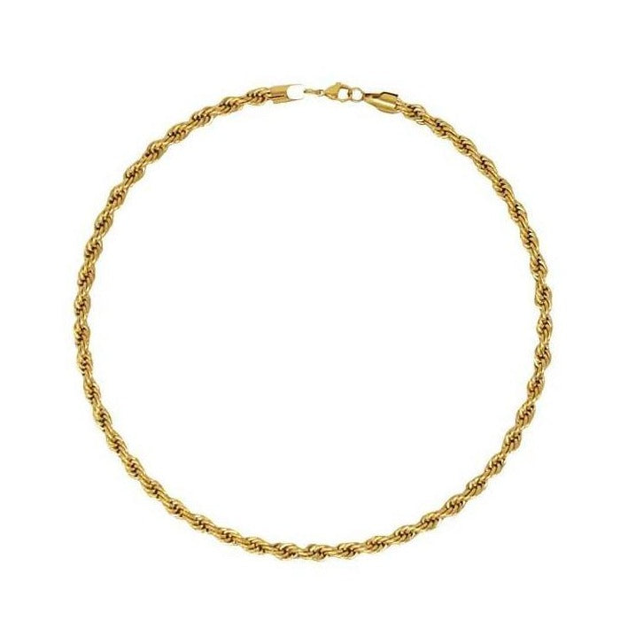 stainless steel 18K gold plated twisted rope chain necklace