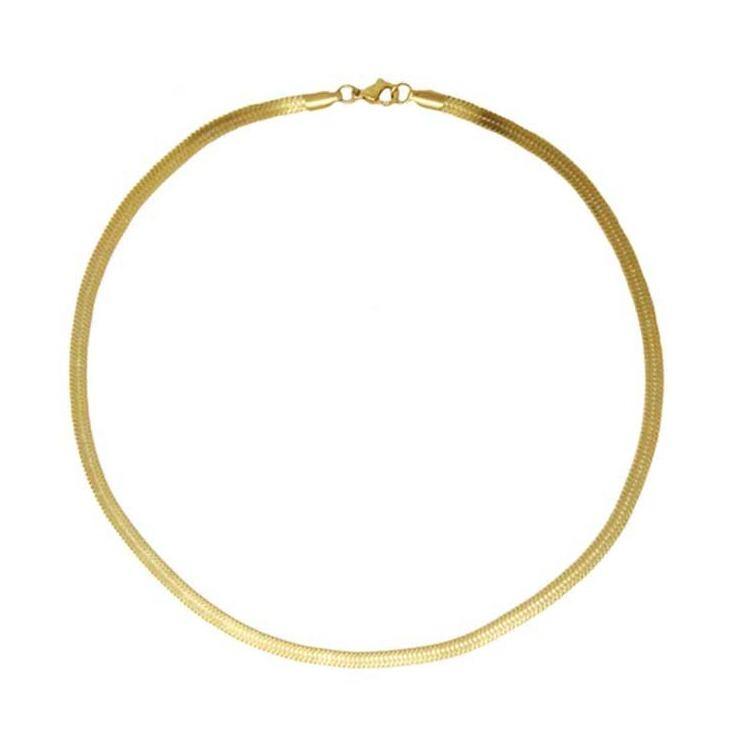 stainless steel 18K gold plated herringbone chain necklace