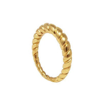 stainless steel 18K gold plated twisted chain croissant ring