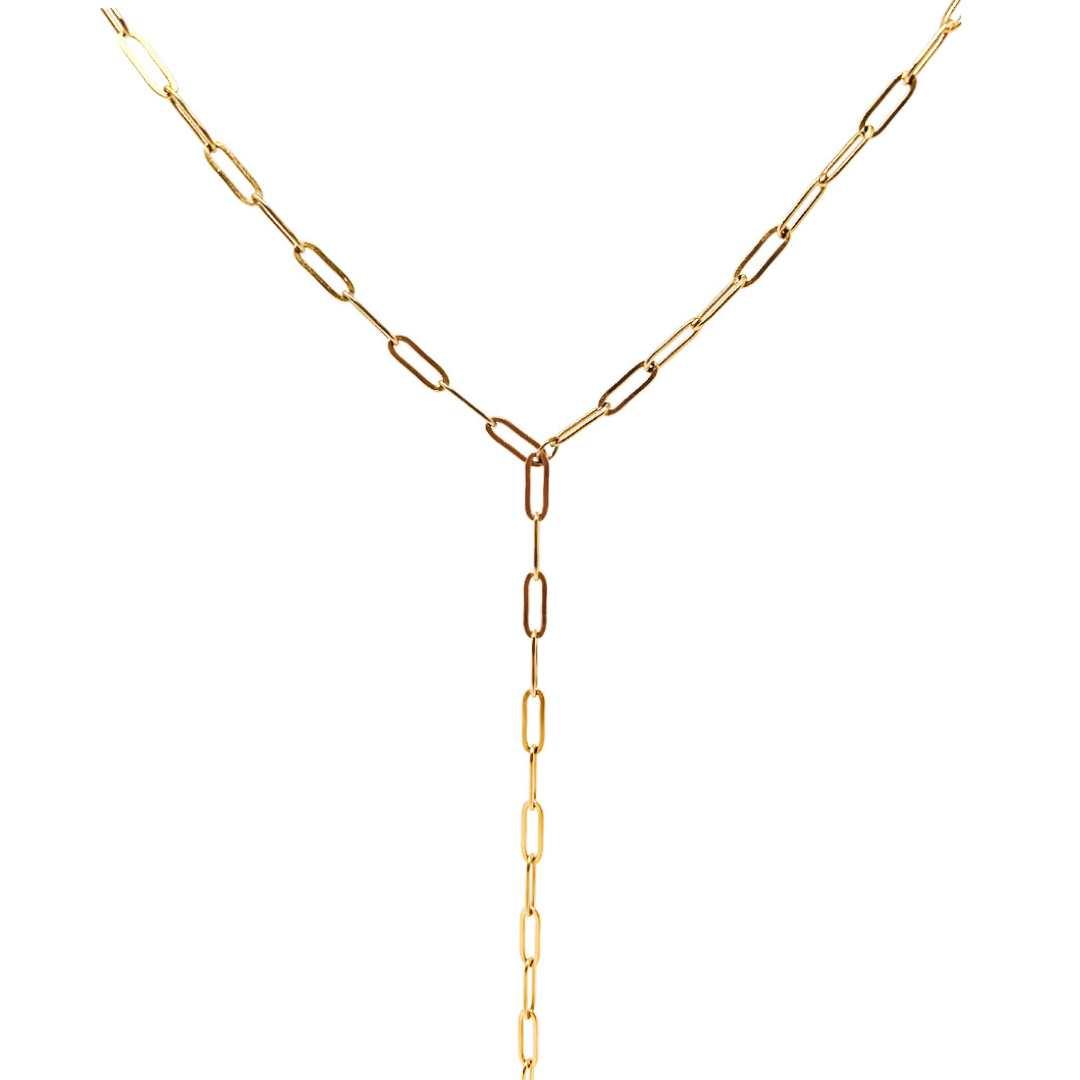 Norah Gold Paperclip Lariat Chain Necklaace