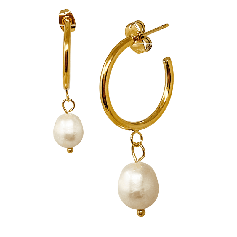 Sydney Pearl Gold Drop Earrings - Nanda Jewelry