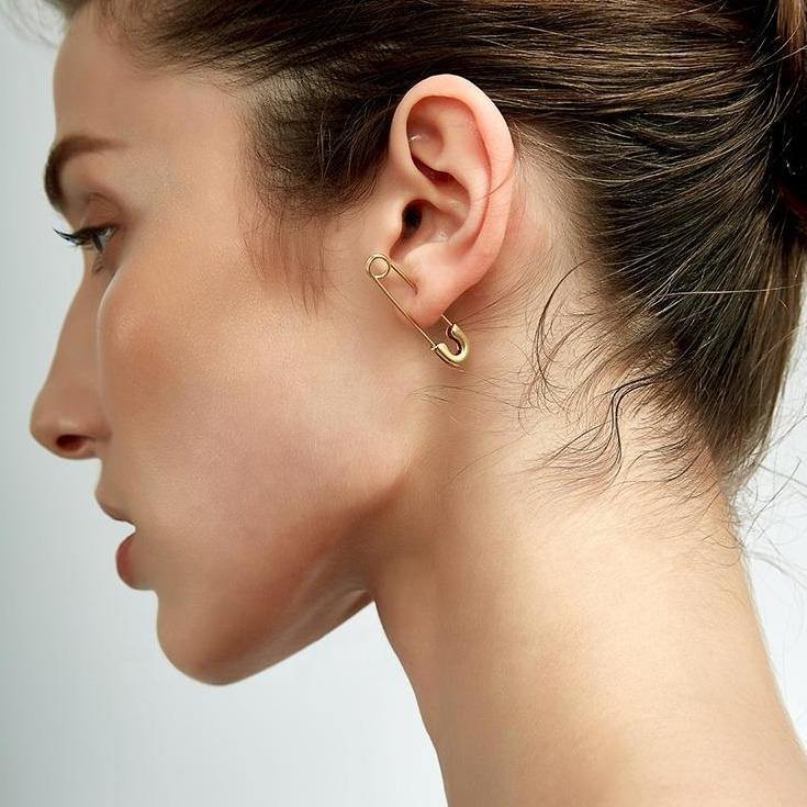 Safety Pin Earring 14K | Adina Eden Jewels